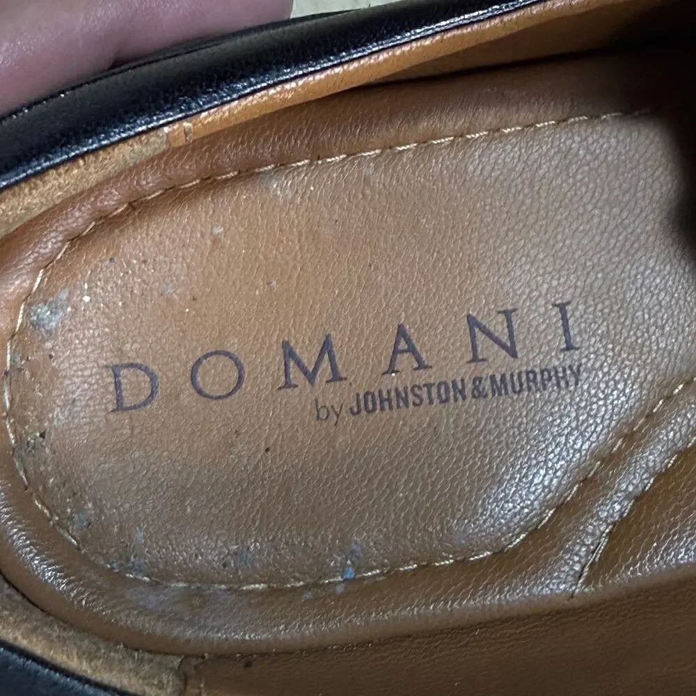 DOMANI by Johnston & Murphy Leather Black Mens Slip On Loafers Shoes Size 9m
